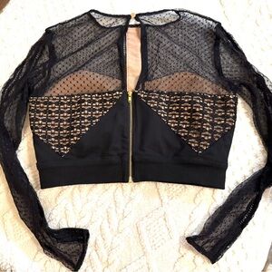 Self-Portrait Black Lace Crop Top